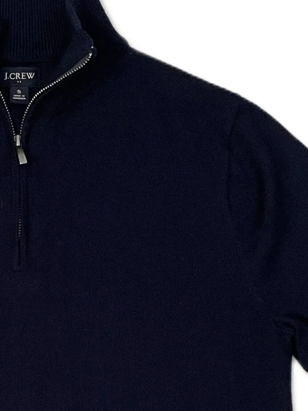 J.Crew Quarter Zip Sweater Men Small Merino Wool Blend Navy CA562 Lightweight
